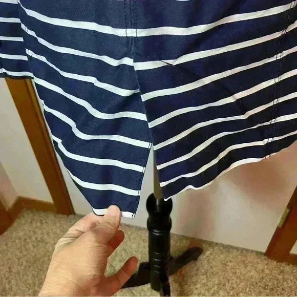 Gap Long Jacket Button Up Coat Women Medium Blue White Stripe Cotton Preppy - Picture 7 of 11